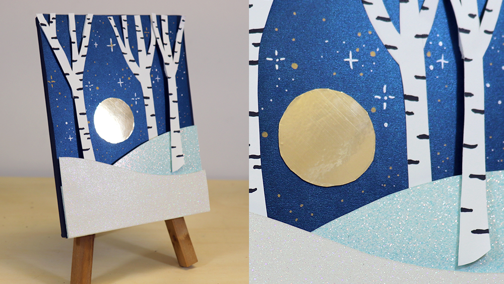 The final work of art - a lovely winter landscape made with layered paper and Pro® 3016 foam tape!